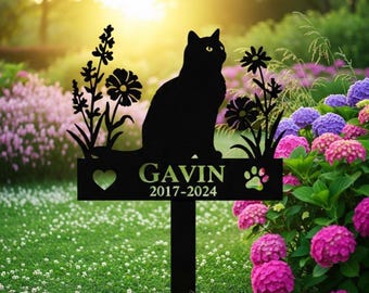 Custom Cat Memorial Garden Sign, Metal Cat Grave Marker, Cat Loss Garden Stake, Pet Grave Marker, Garden Memorial Tribute, Cat Mom Gift