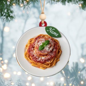 Personalized Spaghetti Ornament, Acrylic 2D Flat Pasta Ornament, Pasta Lover Gift, Foodie Tree Decor, Italian Food Christmas Tree Decor