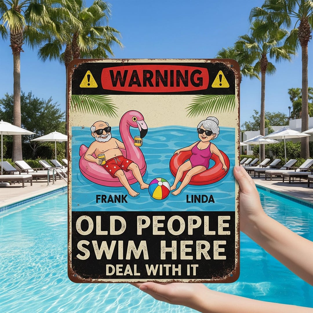 Funny Pool Sign, Custom Name Vintage Metal Pool Decor, Beach House Sign ...