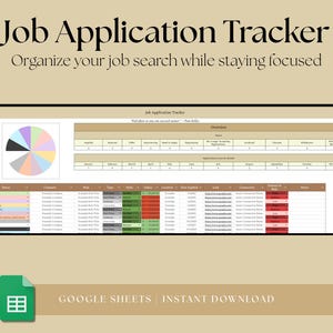 Job Application Tracker Google Sheets, Job Planner, Job Search Spreadsheet, Job Application Template, Simple Dashboard Spreadsheet, Career