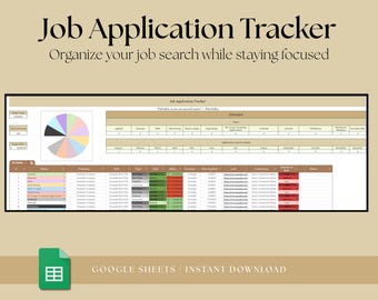 Job Application Tracker Google Sheets, Job Planner, Job Search Spreadsheet, Job Application Template, Simple Dashboard Spreadsheet, Career