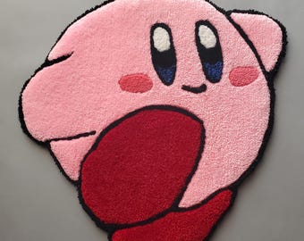 Handgetuft kirby-tapijt – schattig gamerkamerdecor