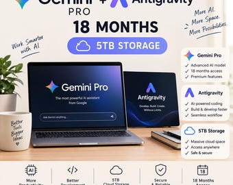 Gemini Pro + Antigravity AI Subscription (18 Months, 5TB Storage) (Digital Product)