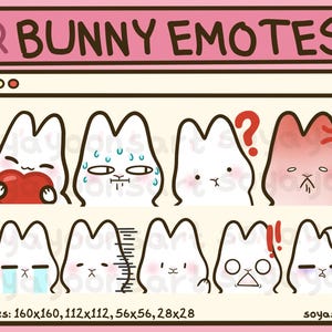 Bunny Emotes (9 Pack) | Cute Bunny Emotes for Streaming, Twitch, Discord, YouTube