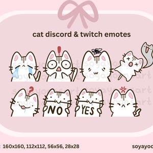 Cat Emotes (8 Pack) | Cute Cat Emotes for Streaming, Twitch, Discord, Youtube.