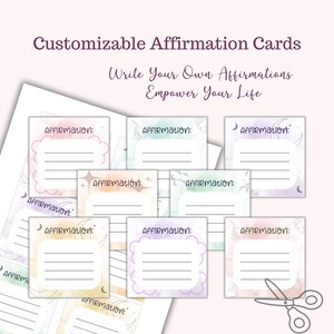 Affirmationskarten zum Selbstschreiben, Pastell-Designs, druckbare Affirmationskarten, anpassbare Affirmationskarten, sofortiger digitaler Download