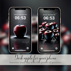 Dark Apple Phone Wallpaper, Motivational Quotes, Aesthetic Phone Background, iPhone and Android Wallpaper, Digital Download