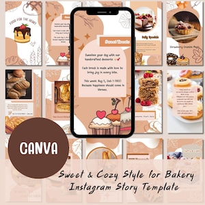 Bäckerei Template Canva | Instagram Story Pack für Konditoreien, Cafés und Hausbäcker | Bäckerei Betrieb | Steigern Sie schnell Verkäufe und Engagement!