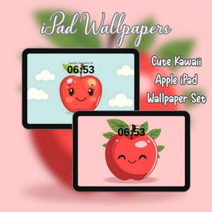 Cute Kawaii Apple iPad Wallpaper, Aesthetic iPad Wallpaper, iPad and Tablet Wallpaper, Instant Download, PNG Digital Download