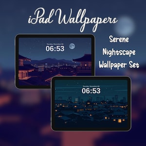 Serene Nightscape iPad Wallpaper, Aesthetic iPad Wallpaper, iPad and Tablet Wallpaper, Instant Download, PNG Digital Download