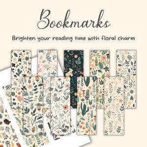 Floral Bookmark Set, Printable Bookmark Collection, Digital Download, Instant Download