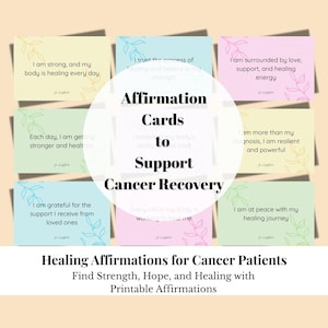 Affirmations Cards for Cancer Patients, Printable Healing Cards, Healing Affirmation Cards, Positive Affirmation, Instant Download