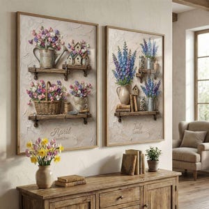 April Birth Flower Sweet Pea Still Life, Oil Painting Texture Giclee ...