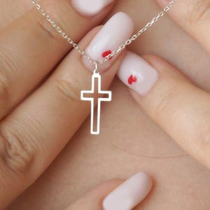 Dainty Cross Necklace: Sterling Silver or 14K Gold Plated, Christian Jewelry