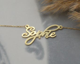 Custom Cursive Name Necklace: Sterling Silver, Gold or Rose Gold Plated, Halloween and Christmas gift
