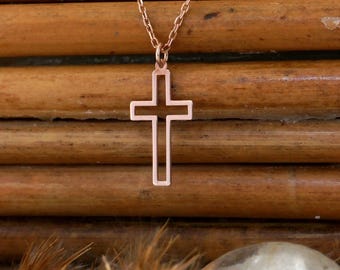 Elegant Sterling Silver Cross Necklace with 14k Gold Plating - Minimalist Christian Jewelry Gift for Her