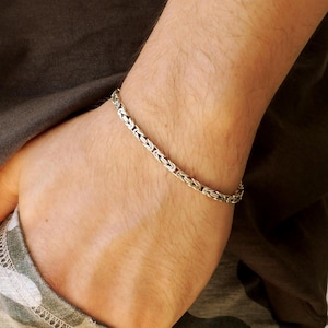 Handmade Oxidized Sterling Silver Byzantine Bracelet: King Chain Design, Halloween and Christmas gift