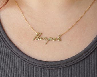 Personalized Dainty Name Necklace - 925 Silver or 14k Gold Plated Handwriting Jewelry Gift for Her
