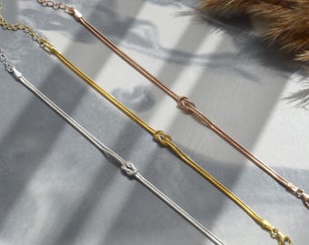 14k Gold Filled Knot Bracelet: Dainty Snake Chain Friendship Jewelry, Halloween and Christmas gift