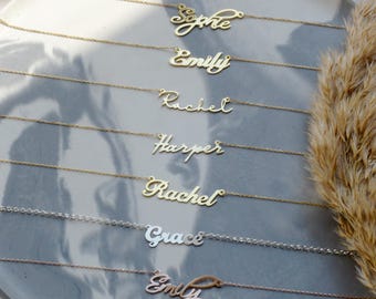 Custom Lowercase Name Necklace: 14k Gold Plated Sterling Silver, Personalized Jewelry, Halloween and Christmas gift
