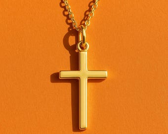 Dainty Sterling Silver Cross Necklace: Minimalist Christian Jewelry, Halloween and Christmas Gift