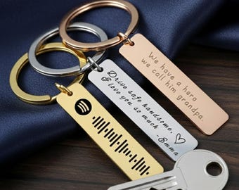 Spotify Code Keychain, Personalized Spotify Keychain, Anniversary Gift for Him, Engraved Keychain, Qr Code Keychain, Valentine's Day Gift