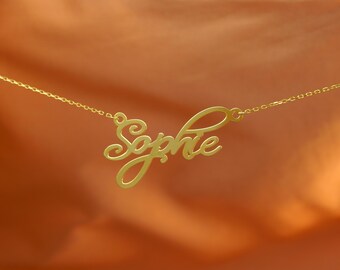 Personalized Cursive Name Necklace: 925 Silver or 14k Gold Script Pendant, Elegant Gift for Her