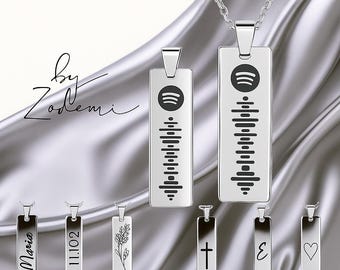 Spotify Code, Stainless Steel Necklace, Personalized Music Gift