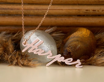 Personalized Dainty Cursive Name Necklace, Gold Plated Jewelry Gift for Women, Gift For Her, Dainty Name Necklace