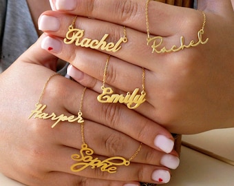 Custom Cursive Name Necklace: Sterling Silver, Gold Plated, Halloween and Christmas Gift