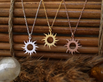 Sun Necklace Gold, Waterproof Minimalist Sun Pendant, Tangled Sun Charm Necklace, Everyday Jewelry, Gift for Her, Mama Necklace