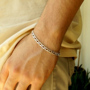 Handmade 925 Sterling Silver Curb Bracelet - 6mm Polished Chain