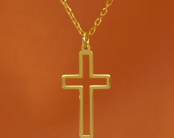 Elegant Sterling Silver & 14k Gold Plated Cross Necklace - Minimalist Exquisite Jewelry Gift for Her