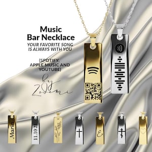 Sterlingzilveren Apple Music-codeketting, luxe gepersonaliseerde songbalk, scanbare codehanger, hoogwaardig jubileumcadeau voor haar