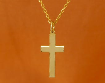 Minimalist Cross Necklace, 14K Gold Plated or Silver, Tiny Cross Necklace, Christian Pendant, Dainty Cross Gift, Cros Necklace, Gift For Her