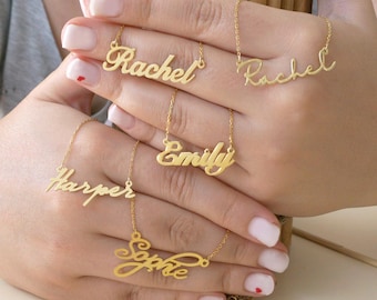 Personalized 925 Silver or 14k Gold Cursive Name Necklace, Dainty Custom Jewelry Gift for Her, Dainty Necklace Gift for Her