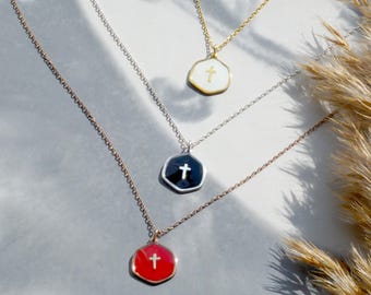 Dainty Sterling Silver Cross Necklace: 24K Gold Plated Christian Pendant, Halloween and Christmas Gift