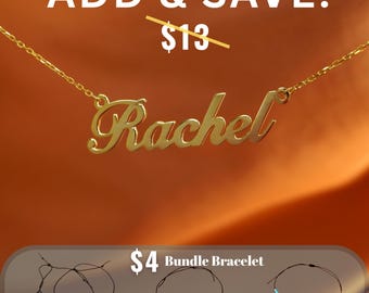 Personalized 14k Gold Plated Name Necklace & Bracelet Bundle - Custom Birthday Gift for Her