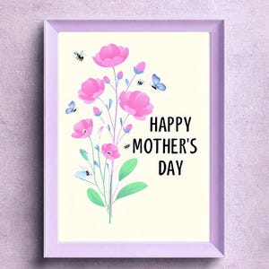Happy Mother&#39;s Day Digital Download Wall Art - Printable Floral Artwork - Instant Download