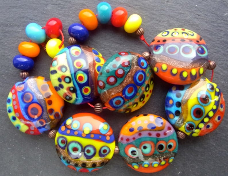 Count the dots by Anne Schelling Handmade Lampwork Bead Set 17 SRA