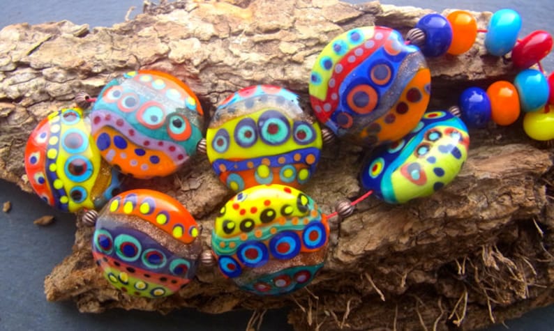 Count the dots by Anne Schelling Handmade Lampwork Bead Set 17 SRA
