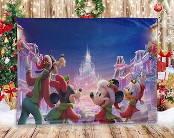 Mickey Mouse Christmas Blanket, Christmas Gift, Customizable Blanket, Disney Christmas Blanket, Minnie Christmas Blanket, Blanket PAS025