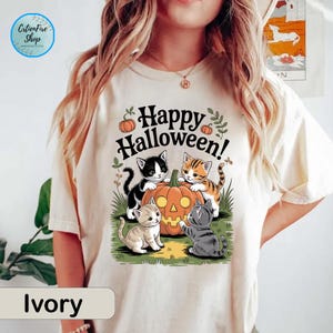 Vintage 90er Jahre Katze Halloween Shirt, Retro Halloween Shirt, Gruseliges T-Shirt, Kürbis Shirt, Halloween T-Shirt, Vintage, Comfort Colors® PSS031.DT
