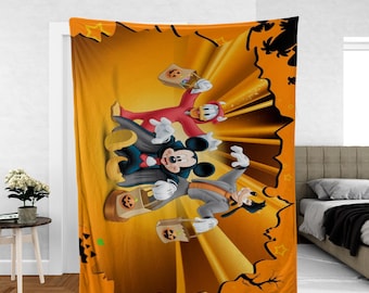 Manta de Mickey y sus amigos para Halloween 2025, manta personalizada de Disney para la temporada de Halloween, manta de Mickey "No tan aterradora", manta de Halloween PAS002