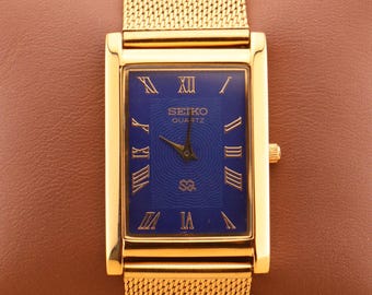 SEIKO ジュエリーウォッチ ブルー 色石 タンク ゴールド SEIKO - SEIKO ジュエリーウォッチ ブルー 色石 タンク ゴールド の