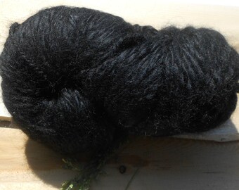 Handspun Black Baby Alpaca Yarn: Nyx II