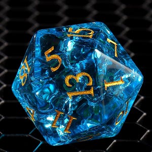 Light Blue Dnd Dice Full Set,Dnd Glass Sharp Edge D&D Dice Set, Dungeons and Dragons Polyhedral RPG Gemstone Dice Set
