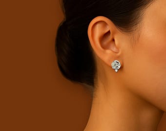 Molten Silver Stud Clip-On Earrings – Minimalist no piercing Earrings, Sculptural elegant earrings, no piercing earrings – Gift for Her