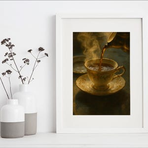 Vintage Tea – Printable Wall Art Digital Download, Cozy Kitchen or Dining Room Decor