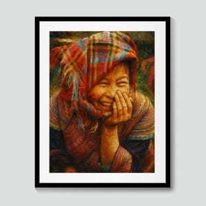 Smiling Woman in Traditional Dress – Cultural Portrait Wall Art Print, Ethnic Beauty Illustration, Southeast Asian Heritage Decor